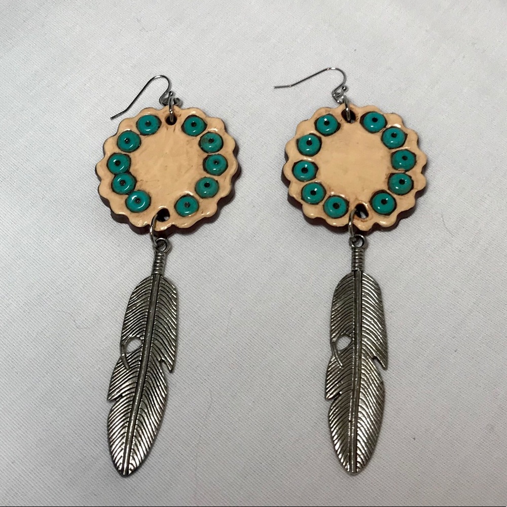 SOOKIE SOOKIE CLAY DangleRarrings with Feathers